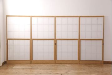 雪見障子戸4枚をリペア&カスタム!高さと幅をリサイズし、障子はプラスチック障子紙に張り替え。(摺り上げ障子戸、引き戸、擦り上げ障子戸、擦上障子戸、建具)