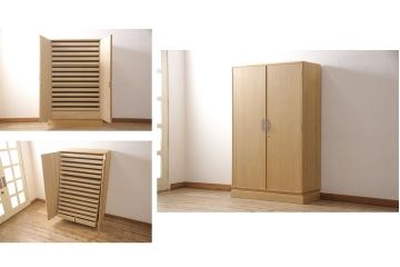 加茂桐箪笥の見た目を変えずに綺麗にリペア!開き戸の取っ手と鍵にメッキ掛けをし、鍵を使用可能に。木地色仕上げ。(大丸、桐たんす、着物箪笥、衣装タンス、和箪笥)