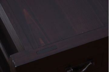 明治期の水屋箪笥をリペア&カスタム!背面を新材に張り替え、引き戸内に取り外し可能な棚板を設置。天板を取り付けローボードにカスタム。赤みがかった濃い茶色に着色し仕上げ。(テレビ台、テレビボード、収納棚、戸棚、キャビネット)