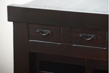 明治期の水屋箪笥をリペア&カスタム!天板を取り付け背面は新材に張り直し、ローボードにリメイク。内部に棚板を追加。赤みがかった濃い茶色に着色し仕上げ。(テレビ台、テレビボード、収納棚、キャビネット)