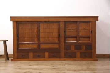 水屋箪笥サイドボードをリペア&カスタム!棚板を取り付け、全体を蜜蝋ワックスで仕上げ。(水屋箪笥、収納棚、キャビネット、戸棚)