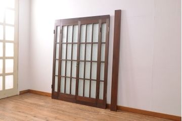 両開き扉をリペア&カスタム!リサイズし、蝶番を取り付け。三方枠を製作。(建具、ガラス扉)