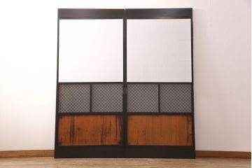 障子戸2枚をリペア&カスタム!ガラスを市松模様ガラスに、障子をプラスチック障子に交換。引き手と戸車を取り付け。(引き戸、ガラス帯戸)