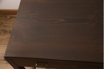 アンティーク片袖机の見た目を変えずに綺麗にリペア!欠損した部分を新材で修復。(ワークデスク、学習机)