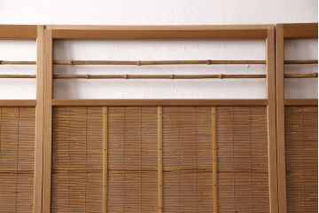 アンティーク御簾戸4枚セットをリペア&カスタム!高さをリサイズし、既存の鴨井・敷居で使えるよう加工。(建具、簀戸、夏障子)
