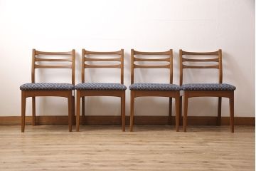 北欧ヴィンテージのダイニングチェア4脚をリペア&カスタム!座面を張り替え、脚をカット。(イス、チェア)