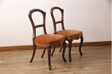 イギリスアンティークのダイニングチェア2脚の見た目を変えずに綺麗にリペア!(椅子、イス)