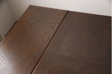 アンティークのドローリーフテーブルをリペア&カスタム!欠損した天板を修復・作製。全体を脚の色に合わせて着色し仕上げ。(ダイニングテーブル、エクステンションテーブル)