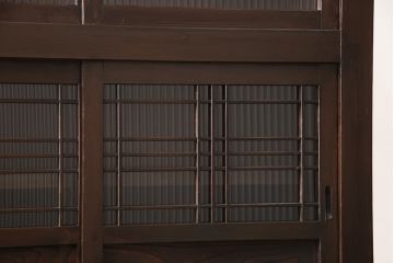 和製アンティークの水屋箪笥をリペア&カスタム!建具をモールガラス戸にリメイクし、内部は可動式の棚板を追加。(戸棚、キャビネット)