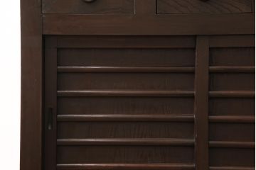 和製アンティークの水屋箪笥をリペア&カスタム!建具をモールガラス戸にリメイクし、内部は可動式の棚板を追加。(戸棚、キャビネット)