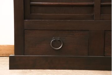 和製アンティークの水屋箪笥をリペア&カスタム!建具をモールガラス戸にリメイクし、内部は可動式の棚板を追加。(戸棚、キャビネット)
