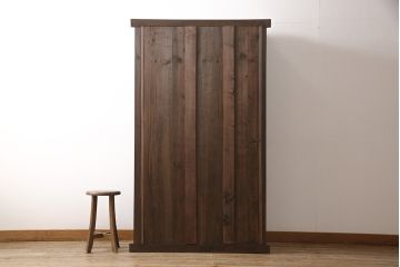 和製アンティークの水屋箪笥をリペア&カスタム!建具をモールガラス戸にリメイクし、内部は可動式の棚板を追加。(戸棚、キャビネット)