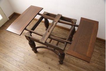 イギリスアンティークのドローリーフテーブルの見た目を変えずに綺麗にリペア!(エクステンションテーブル、ダイニングテーブル)