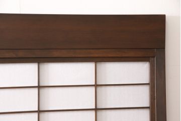 裏障子付き格子戸4枚をリペア&カスタム!高さと幅をリサイズし、上下の桟はフラットにし戸車を取り付け。本体をダークブラウンに着色し仕上げ。(引き戸、障子戸)