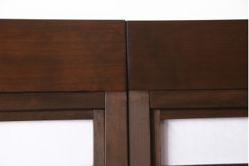 裏障子付き格子戸4枚をリペア&カスタム!高さと幅をリサイズし、上下の桟はフラットにし戸車を取り付け。本体をダークブラウンに着色し仕上げ。(引き戸、障子戸)
