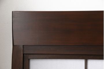 裏障子付き格子戸4枚をリペア&カスタム!高さと幅をリサイズし、上下の桟はフラットにし戸車を取り付け。本体をダークブラウンに着色し仕上げ。(引き戸、障子戸)