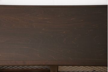 北海道民芸家具のローテーブルをリペア&カスタム!台輪と配線用穴を追加し、テレビ台にリメイク。引き戸にチェッカーガラスを使用。(テレビボード、戸棚)