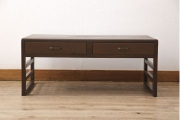 和製アンティークの文机をリペア&カスタム!脚の装飾を変更し、全体をダークブラウンで着色し仕上げ。(デスク、座机)