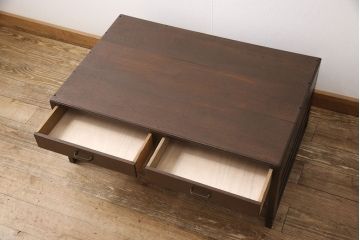 和製アンティークの文机をリペア&カスタム!脚の装飾を変更し、全体をダークブラウンで着色し仕上げ。(デスク、座机)