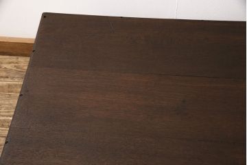 和製アンティークの文机をリペア&カスタム!脚の装飾を変更し、全体をダークブラウンで着色し仕上げ。(デスク、座机)