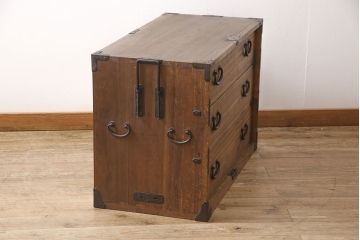 明治大正期のの庄内箪笥ローボードの見た目を変えずに綺麗にリペア!(ローチェスト、サイドチェスト、引き出し、テレビ台、テレビボード、桐箪笥、総桐箪笥、和たんす)