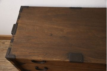 明治大正期のの庄内箪笥ローボードの見た目を変えずに綺麗にリペア!(ローチェスト、サイドチェスト、引き出し、テレビ台、テレビボード、桐箪笥、総桐箪笥、和たんす)