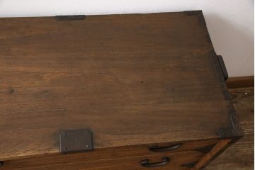 明治大正期のの庄内箪笥ローボードの見た目を変えずに綺麗にリペア!(ローチェスト、サイドチェスト、引き出し、テレビ台、テレビボード、桐箪笥、総桐箪笥、和たんす)