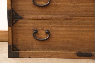 明治大正期のの庄内箪笥ローボードの見た目を変えずに綺麗にリペア!(ローチェスト、サイドチェスト、引き出し、テレビ台、テレビボード、桐箪笥、総桐箪笥、和たんす)
