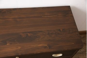 加茂桐箪笥の下段をリペア&カスタム!天板を取り付けサイドボードにリメイク。オーク系の色味に着色仕上げ。(チェスト、リビングボード、引き出し、桐たんす、和タンス)