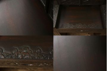 ドレッサーをリペア&カスタム!開き戸内の棚板の高さを変更し、全体を現状をベースに着色仕上げ。(鏡台)