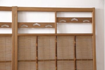 御簾戸4枚をリペア&カスタム!指定箇所に引手をとりつけ。現状の雰囲気をそのままにクリアワックス仕上げ。(簾戸、簀戸、葭戸、夏障子、すど、葦戸)