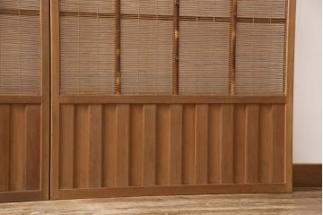 御簾戸4枚をリペア&カスタム!指定箇所に引手をとりつけ。現状の雰囲気をそのままにクリアワックス仕上げ。(簾戸、簀戸、葭戸、夏障子、すど、葦戸)