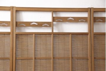御簾戸4枚をリペア&カスタム!指定箇所に引手をとりつけ。現状の雰囲気をそのままにクリアワックス仕上げ。(簾戸、簀戸、葭戸、夏障子、すど、葦戸)
