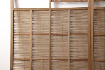 御簾戸4枚をリペア&カスタム!指定箇所に引手をとりつけ。現状の雰囲気をそのままにクリアワックス仕上げ。(簾戸、簀戸、葭戸、夏障子、すど、葦戸)