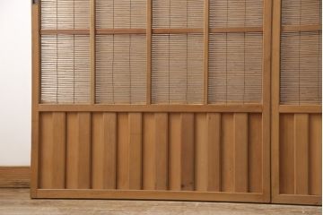 御簾戸4枚をリペア&カスタム!指定箇所に引手をとりつけ。現状の雰囲気をそのままにクリアワックス仕上げ。(簾戸、簀戸、葭戸、夏障子、すど、葦戸)