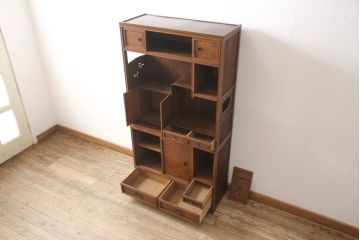 京都産の茶棚の見た目を変えずに綺麗にリペア!(茶箪笥、収納棚、戸棚、重ね箪笥、水屋箪笥、キャビネット)