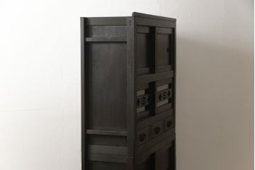 重ね水屋箪笥をリペア&カスタム!引き違い戸の金網をクリアガラスに変更。(収納棚、戸棚、食器棚、キャビネット)