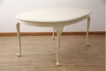 マホガニー材製のエクステンションテーブルをリペア&カスタム!アンティークのホワイトでペイント仕上げ。(ダイニングテーブル)