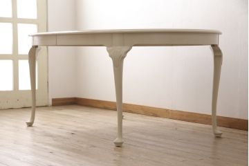 マホガニー材製のエクステンションテーブルをリペア&カスタム!アンティークのホワイトでペイント仕上げ。(ダイニングテーブル)