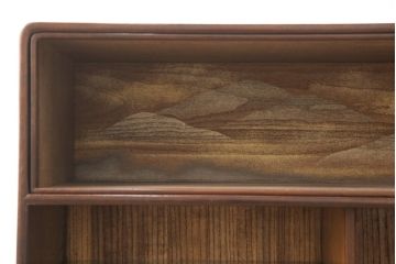 アンティークの蛇腹戸(シャッター)付き収納棚の見た目を変えずに綺麗にリペア!木部や接合部・可動部を調整し、キズを消して補修。蜜?ワックスで仕上げ。(茶棚、戸棚)