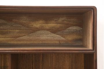 アンティークの蛇腹戸(シャッター)付き収納棚の見た目を変えずに綺麗にリペア!木部や接合部・可動部を調整し、キズを消して補修。蜜?ワックスで仕上げ。(茶棚、戸棚)
