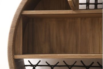 和製ビンテージの丸型茶棚の見た目を変えずに綺麗にリペア!桐材本来の美しさを活かした木地色仕上げ。(飾り棚、茶箪笥、水屋箪笥、収納棚、ヴィンテージ家具)