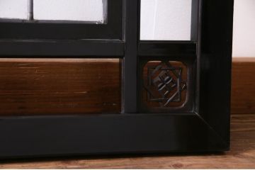明治大正期の大正ロマンな欄間をリペア&カスタム!オリジナルのステンドグラスをはめ込み、濃い茶色で着色仕上げ。(明り取り、明かり取り、ディスプレイ)