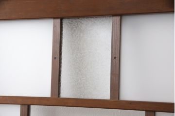 大正昭和初期のレトロなドアをリペア&カスタム!高さをリサイズし、ガラスを反転。蝶番を取り外し、ローラー締まりを取り付け。現状の色味をベースに着色仕上げ。(ガラス扉、建具)