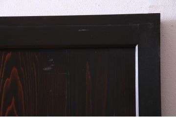 明治期のガラス帯戸2枚をリペア&カスタム!オリジナルのステンドグラスをはめ込み、濃い茶色で着色仕上げ。(引き戸、板戸、ガラス戸、建具)