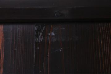 明治期のガラス帯戸2枚をリペア&カスタム!オリジナルのステンドグラスをはめ込み、濃い茶色で着色仕上げ。(引き戸、板戸、ガラス戸、建具)