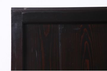 明治期のガラス帯戸2枚をリペア&カスタム!オリジナルのステンドグラスをはめ込み、濃い茶色で着色仕上げ。(引き戸、板戸、ガラス戸、建具)