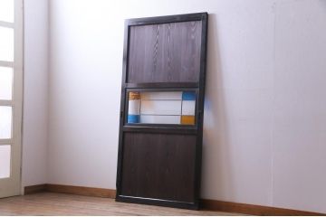 明治大正期の帯戸をリペア&カスタム!オリジナルのステンドグラスをはめ込み、木目を活かして着色仕上げ。(引き戸、板戸、ガラス戸、建具)