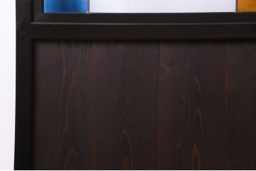 明治大正期の帯戸をリペア&カスタム!オリジナルのステンドグラスをはめ込み、木目を活かして着色仕上げ。(引き戸、板戸、ガラス戸、建具)