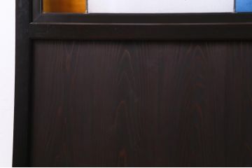 明治大正期の帯戸をリペア&カスタム!オリジナルのステンドグラスをはめ込み、木目を活かして着色仕上げ。(引き戸、板戸、ガラス戸、建具)